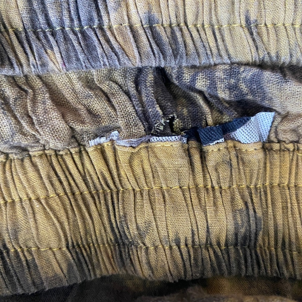 Cotton Boho Lagenlook Earth Colors Tie Dye Beaded Midi Skirt S Brown - Picture 3 of 5